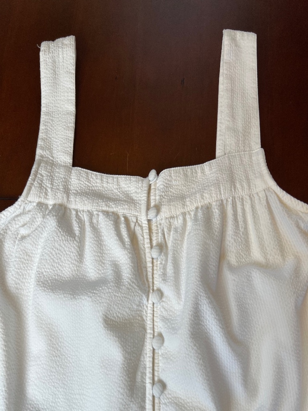 Faherty Marina Tiered Midi Seersucker White Sleeveless Dress Small - Picture 11 of 14